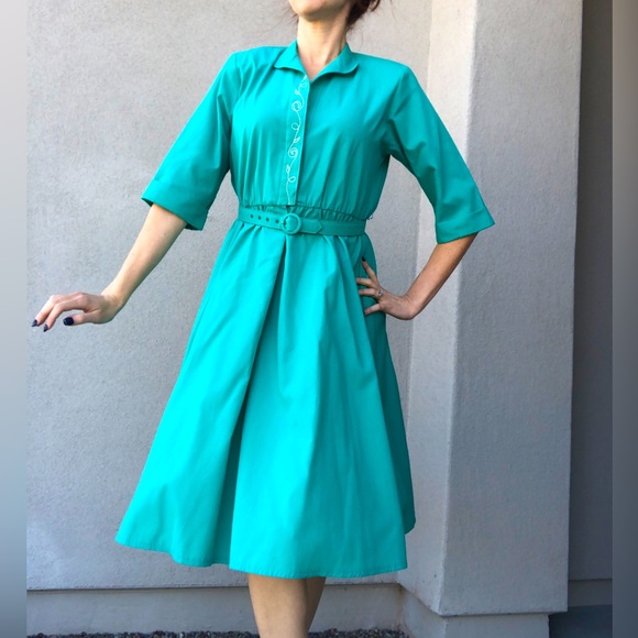 Dresses & Skirts - Vintage rockabilly western country belted dress